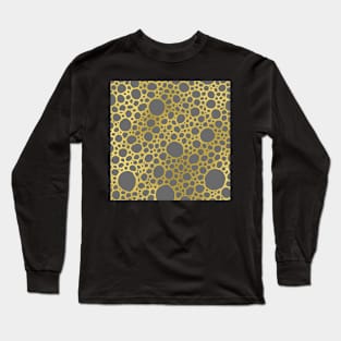 Gold Grey Had Drawn Geometric circles pattern Long Sleeve T-Shirt